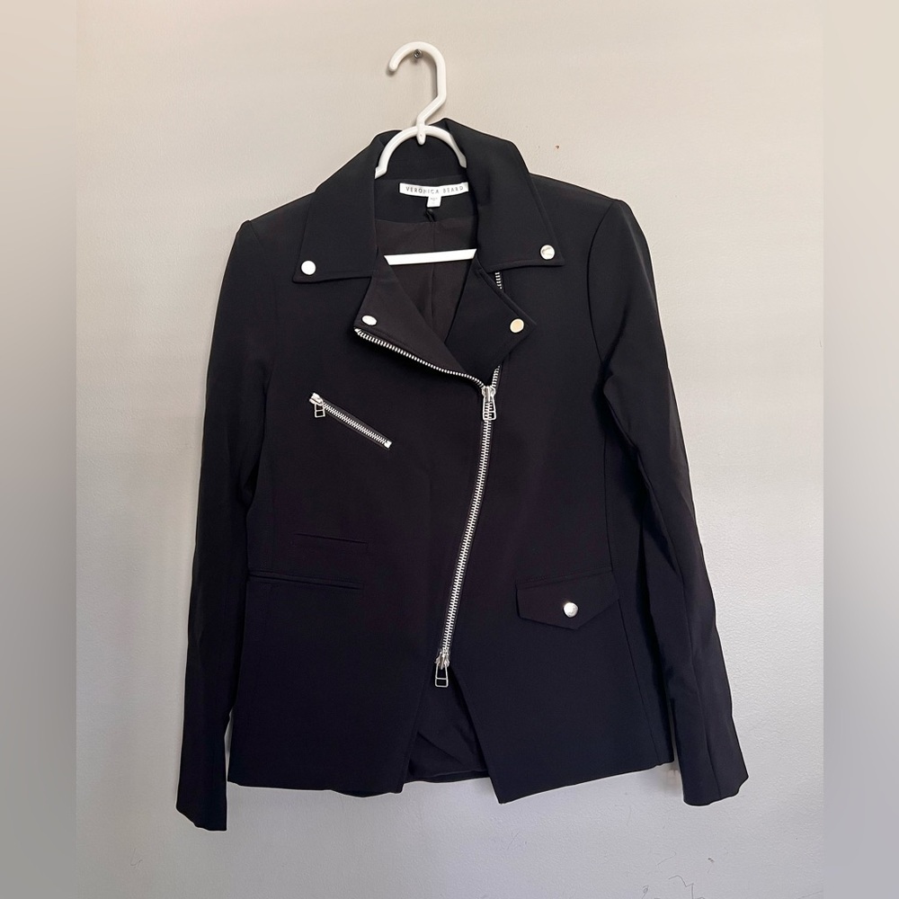 NWOT Veronica Beard Scuba Hadley Jacket Coat Black Size 10/ Large Moto - Picture 7 of 12